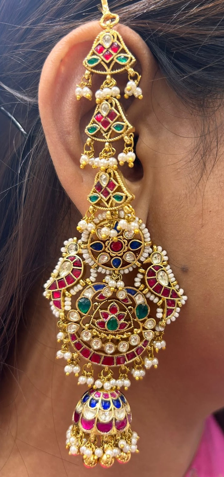 Peacock Jadau Kannuti Earrings VNE365