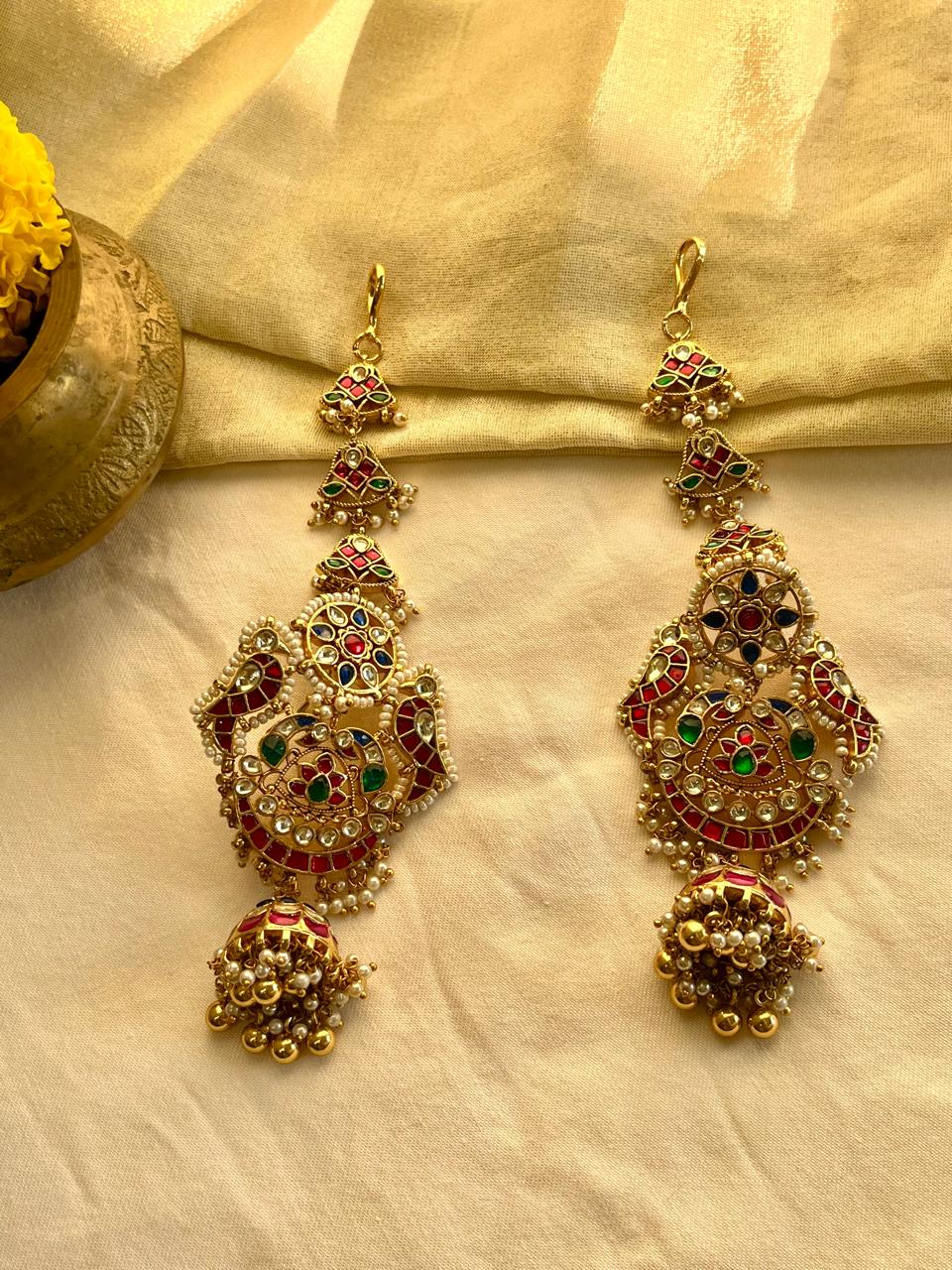 Peacock Jadau Kannuti Earrings VNE365