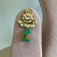 White Jadau Green Dangling Chokar Set VNE613