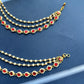 White Beads Red Earchain VNEC010