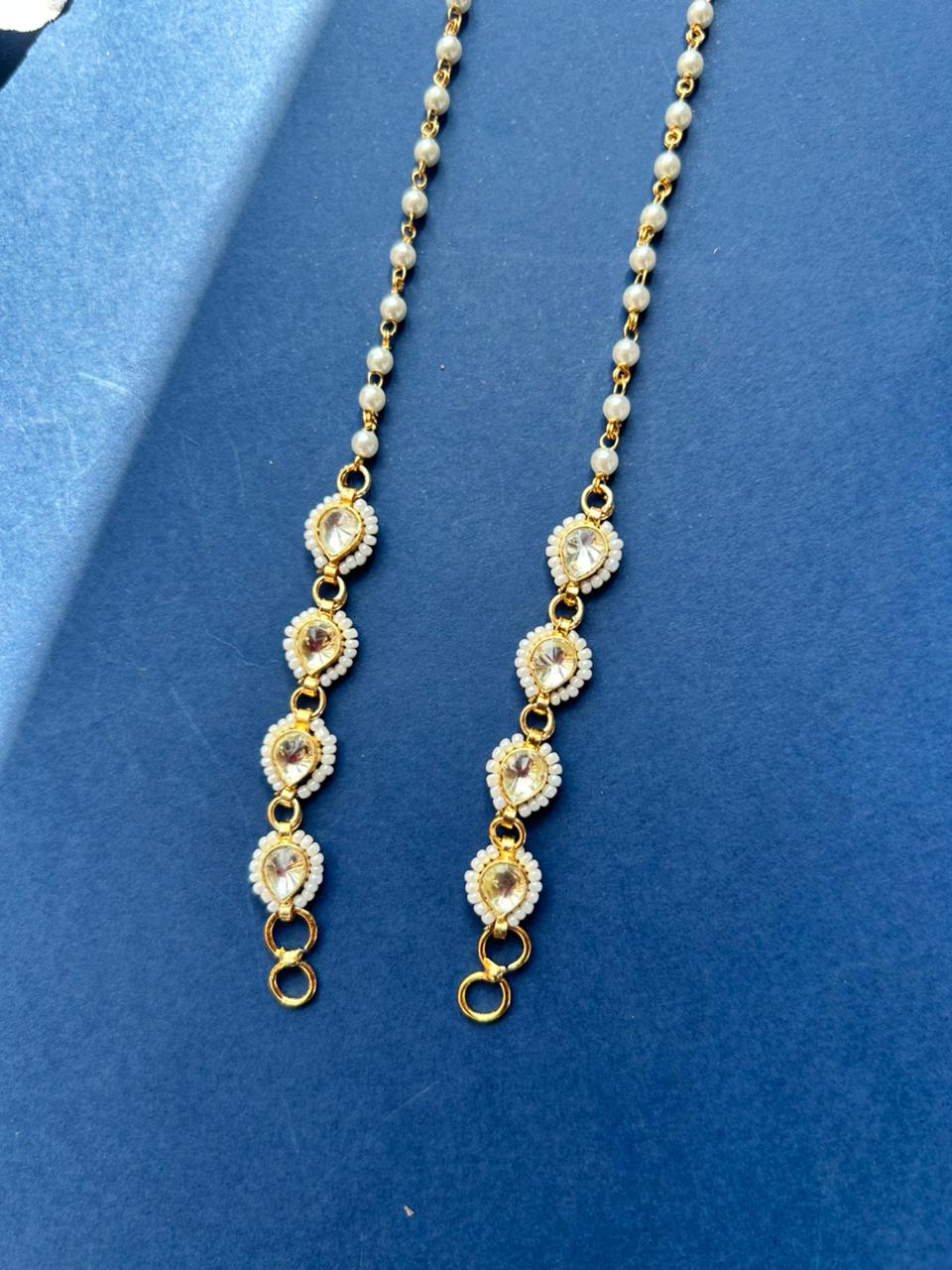 Leaf Shape Pearl Earchain VNEC011
