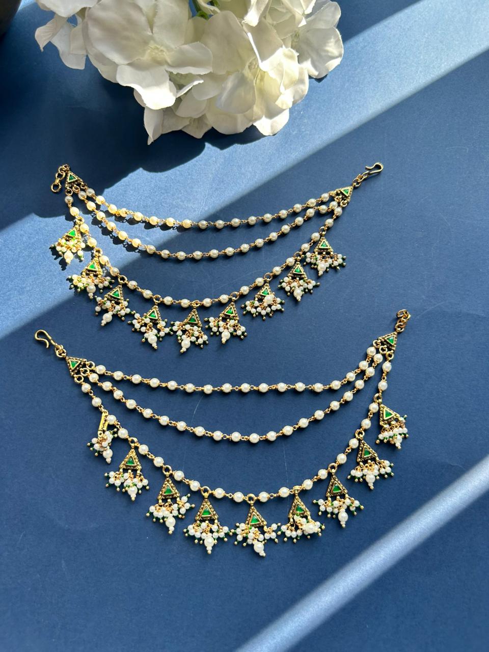 Contemporary 3 Layrered Pearl Earchin VNEC012