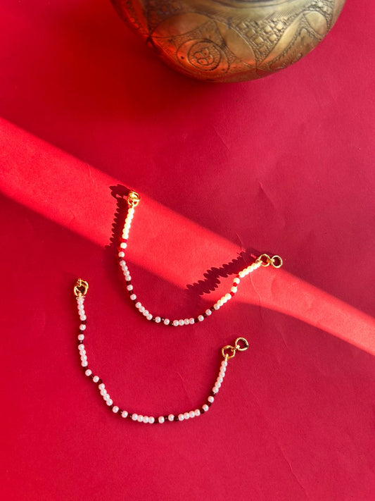 Red White Pearl Earchain VNEC017