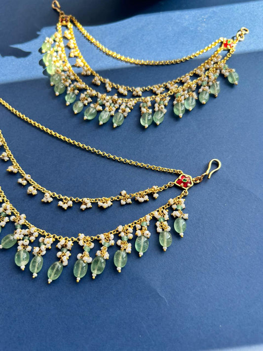Heritage Green Suzani Earchains VNEC019