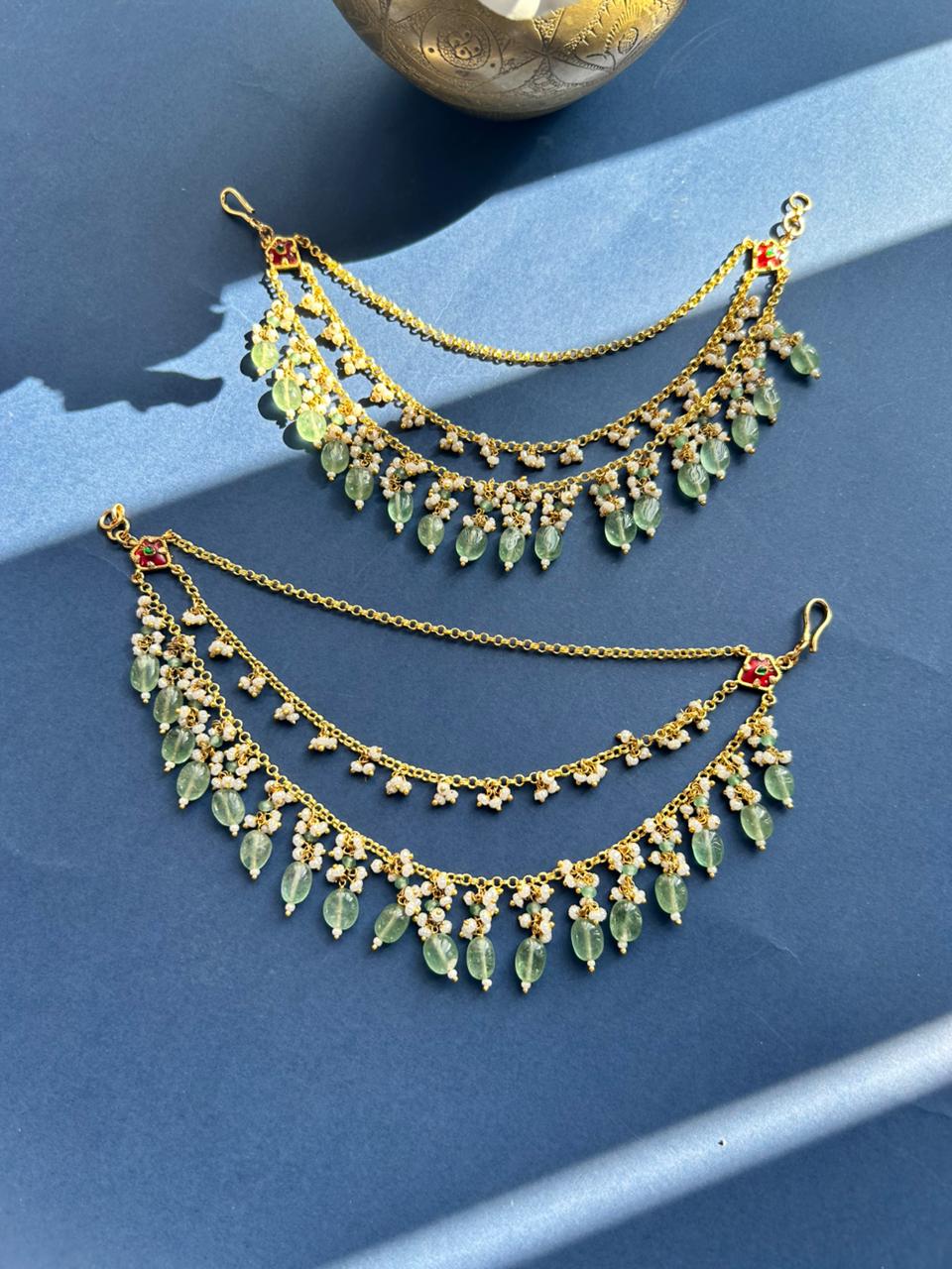 Heritage Green Suzani Earchains VNEC019