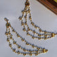 White Pearl 3 Layrered Earchain VNEC025