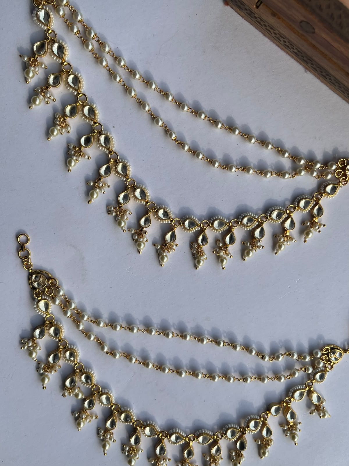 Double Layered Jadau Hanging Earchain VNEC026