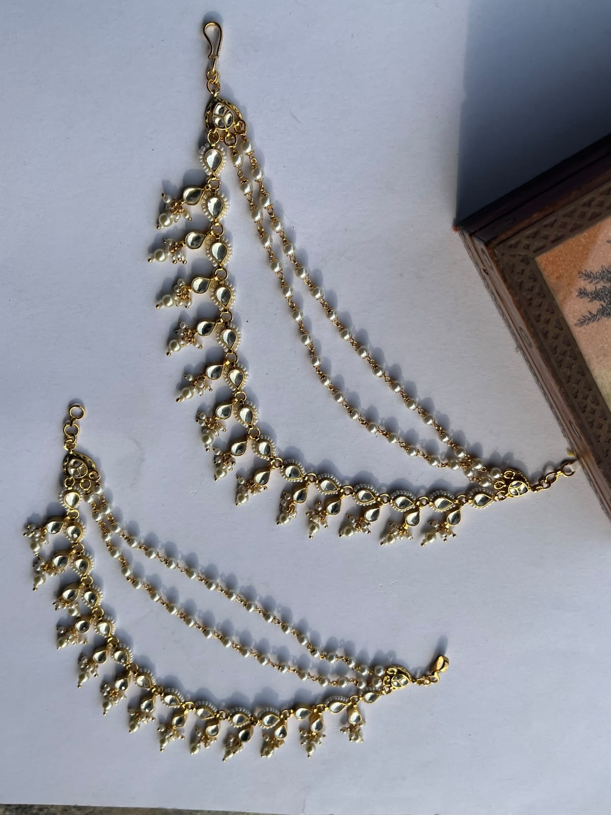 Double Layered Jadau Hanging Earchain VNEC026