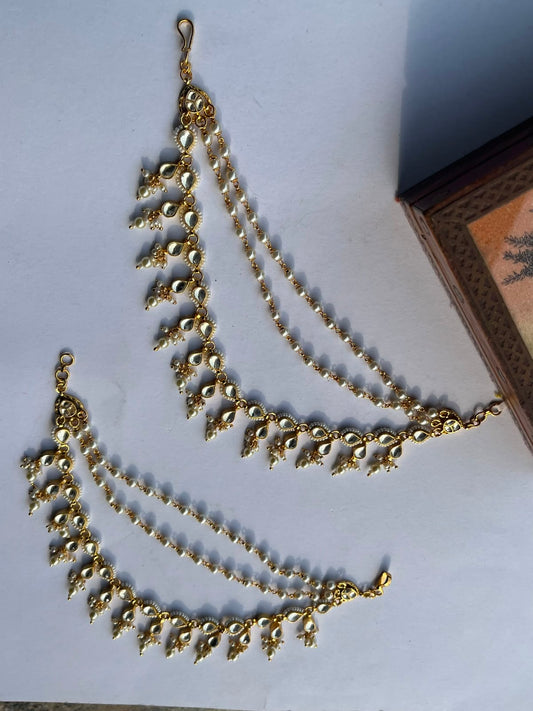 Double Layered Jadau Hanging Earchain VNEC026