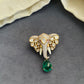 Elephant Green Stone Broach VNG013