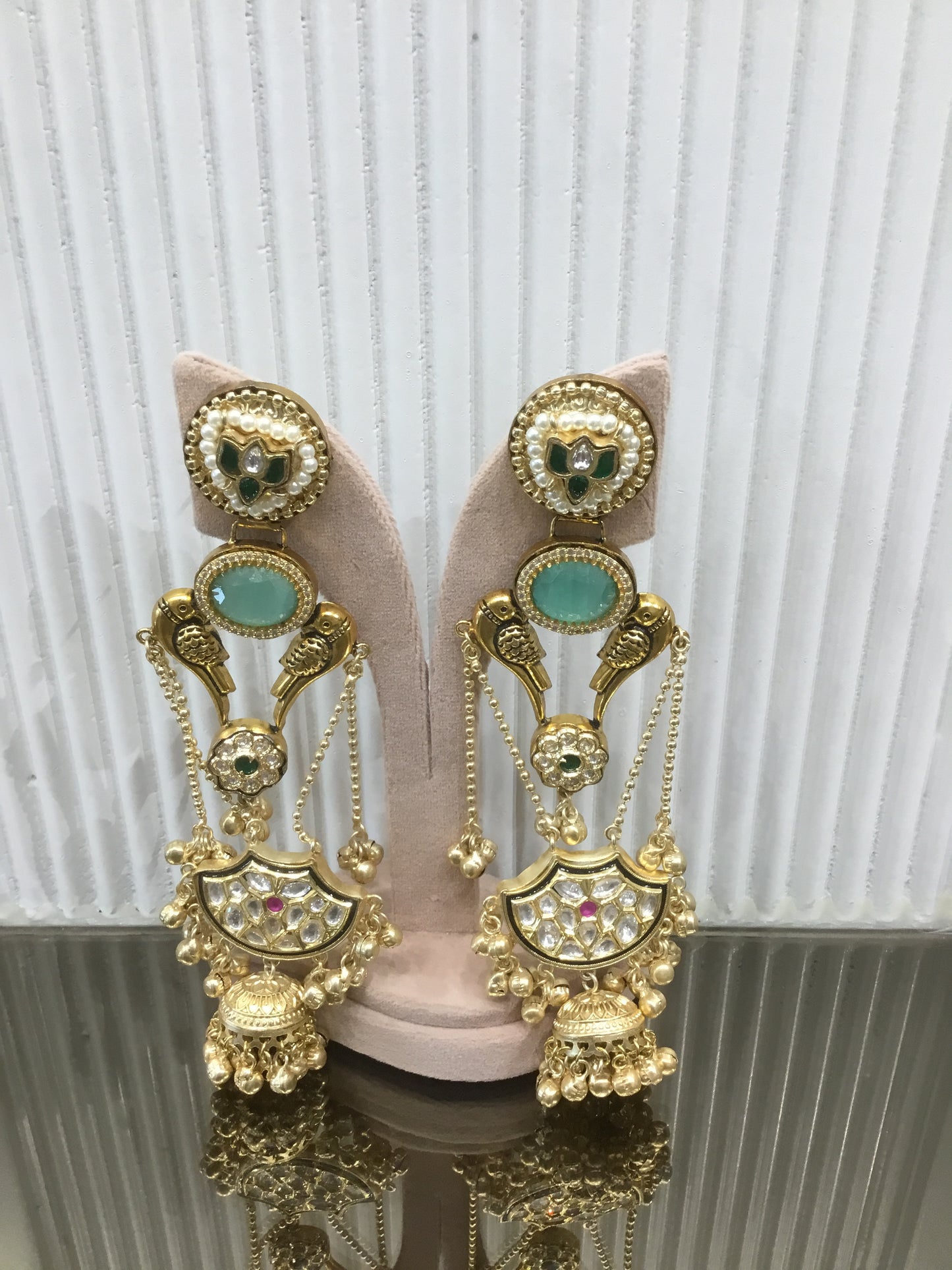 Pista green long dulls Earrings- VNG049