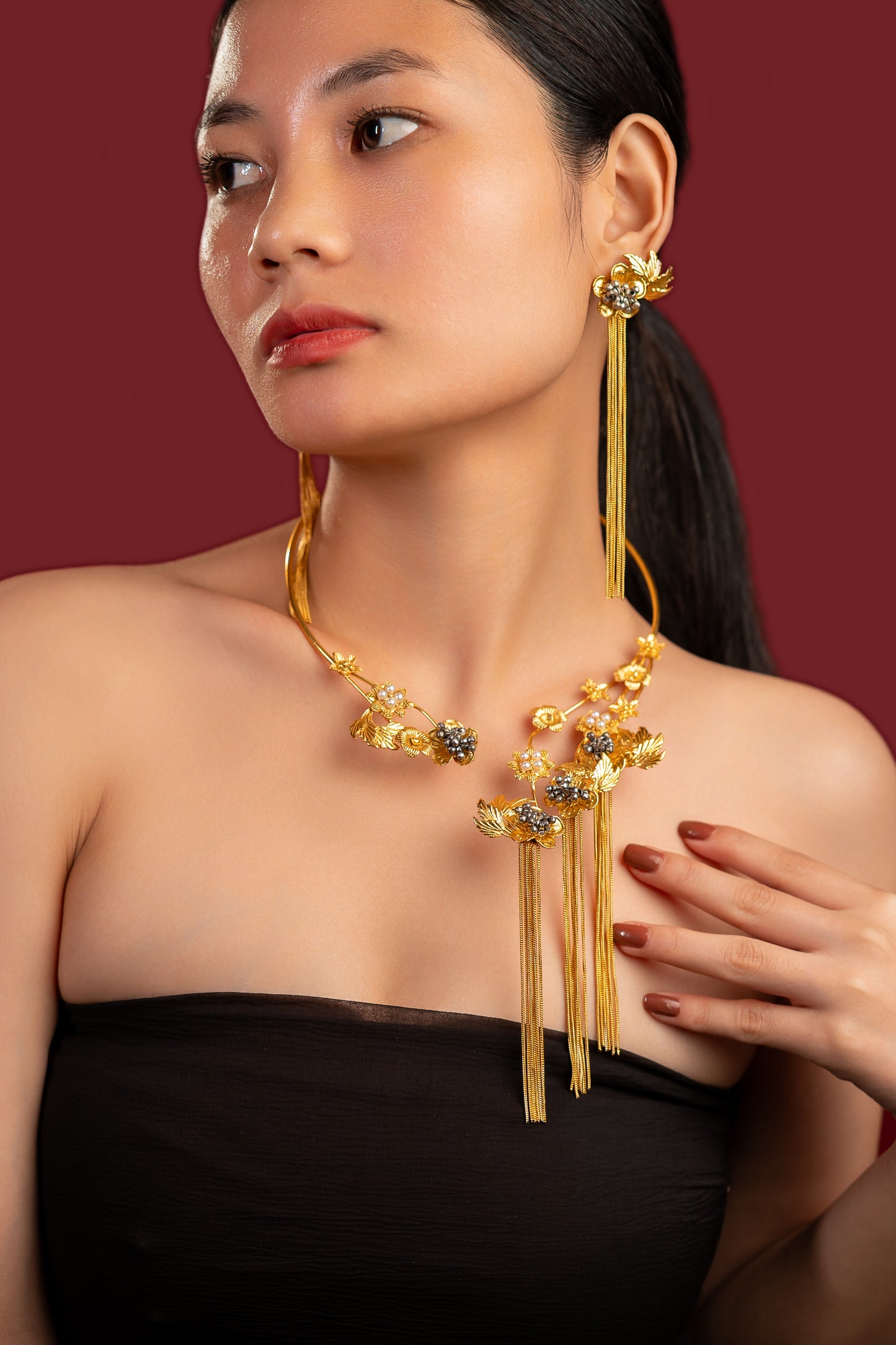 Gold Flower Design Hasali Set - VNG114