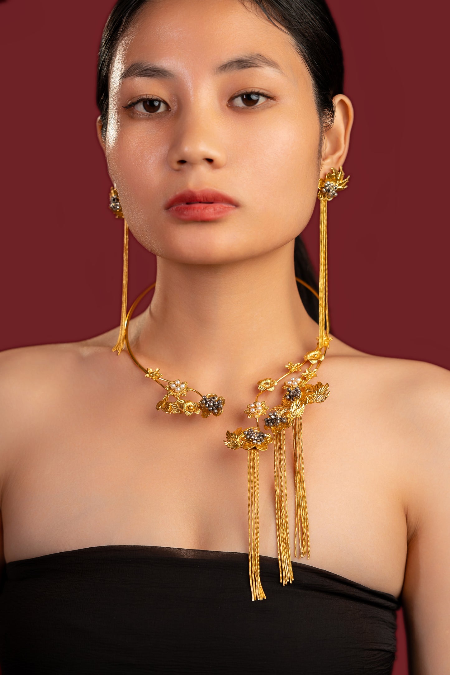 Gold Flower Design Hasali Set - VNG114