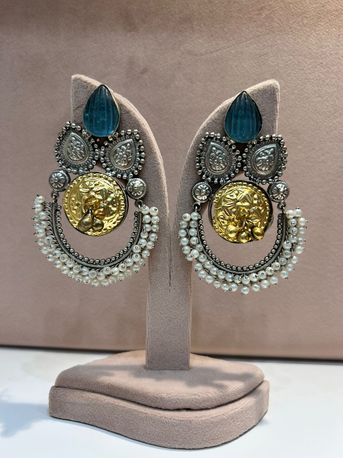 Grey Stone Silver Earring VNG154