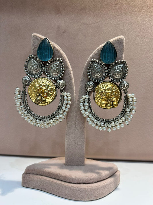 Grey Stone Silver Earring VNG154