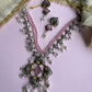 Pink Dual Tone Long Necklace Set VNG239