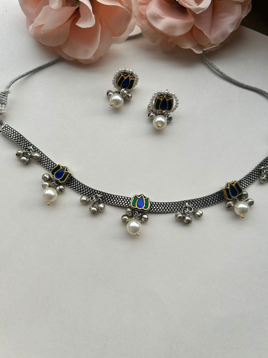 Black Lotus Dual Tone Choker set VNG240