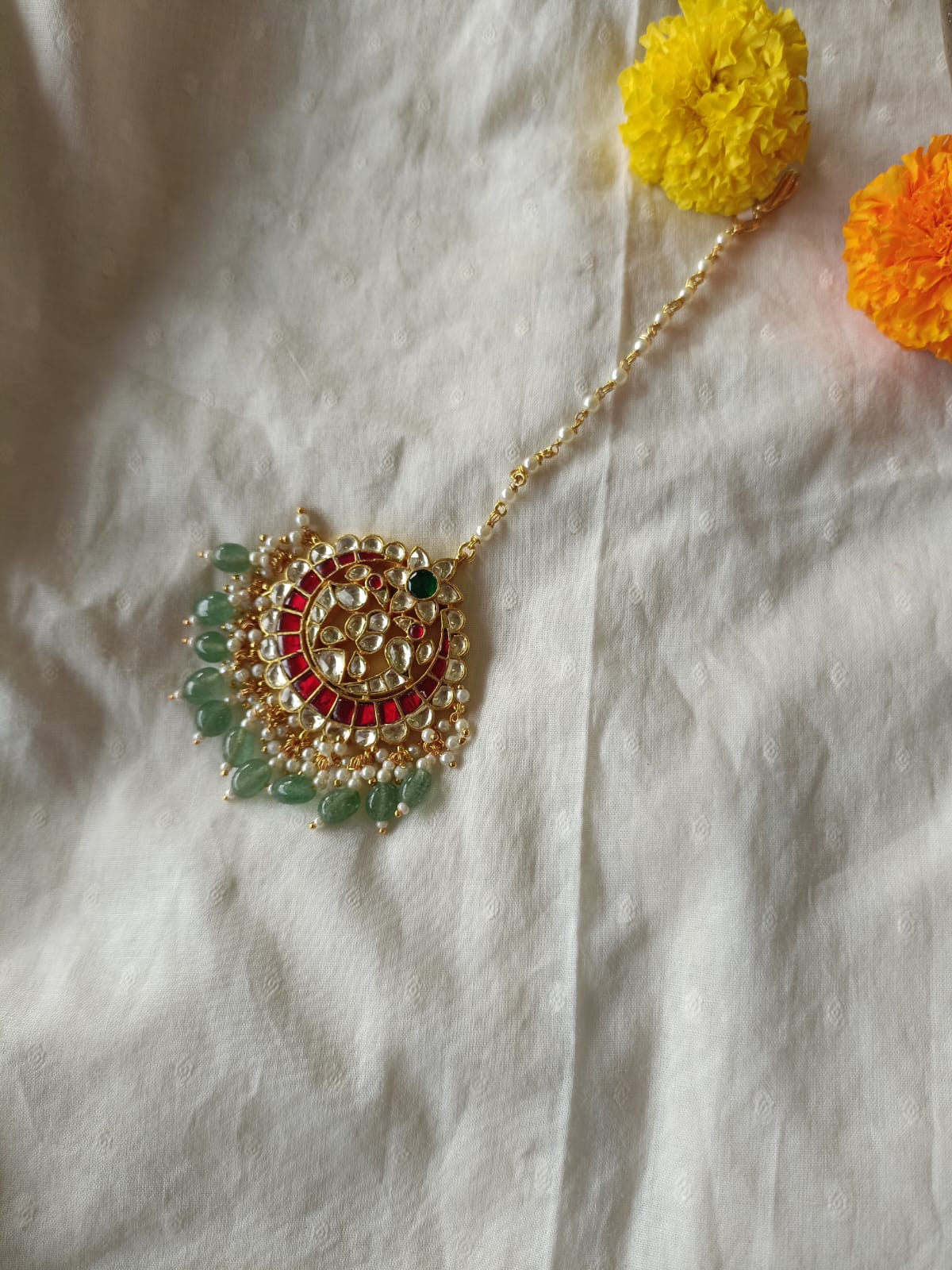 Peacock Multi Jadau Chand Tika VNHA029