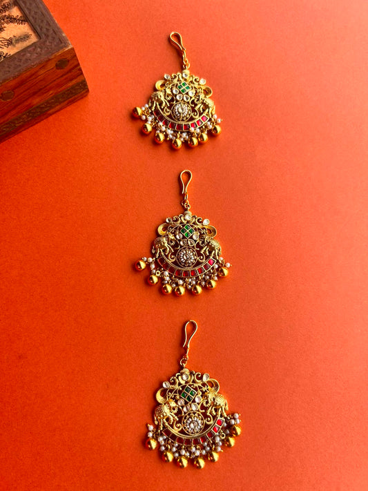 Elephant Gold Jadau Hair Broach(Single Piece)- VNHA049