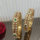 Multi Colored Pearl Jadau Bangles - VNHN070