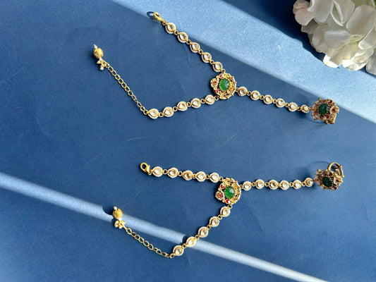 Green Stone Jadau Hathphool VNHN152