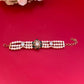 White Beads Green Polki Bracelet VNHN153