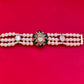 White Beads Green Polki Bracelet VNHN153