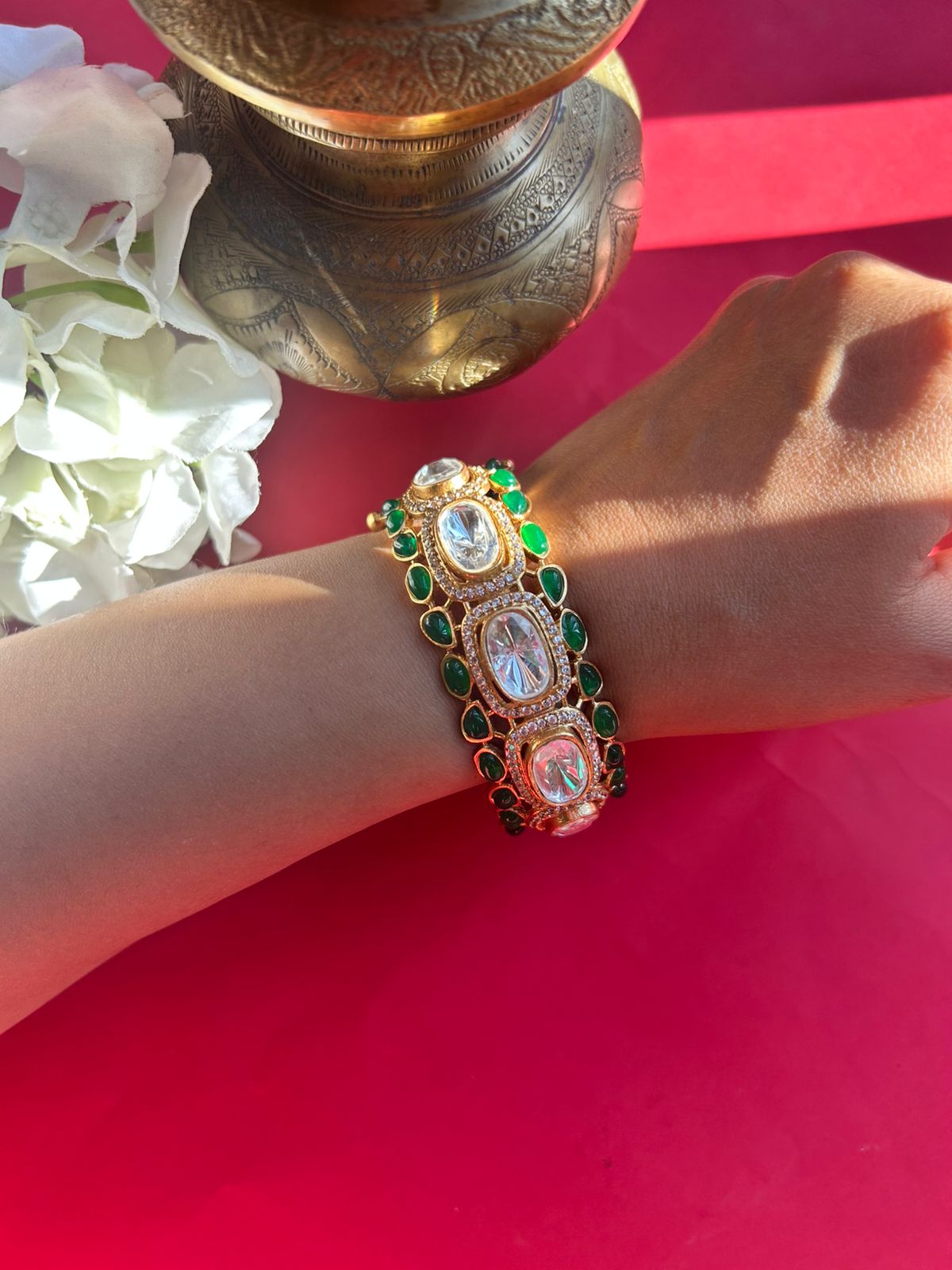 Green Stone Polki Single Kadu VNHN183