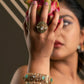 Pista Green Stone & Diamond Bangles - VNHN185
