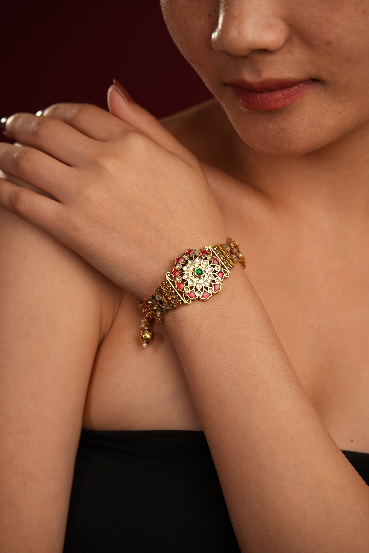 Round Multi Jadau Beads Bracelet VNHN206