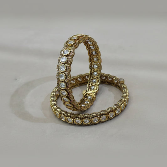 White Polki Diamond Bangles- VNHN221