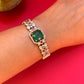 Green Square Stone  Pearls Bracelet VNHN231