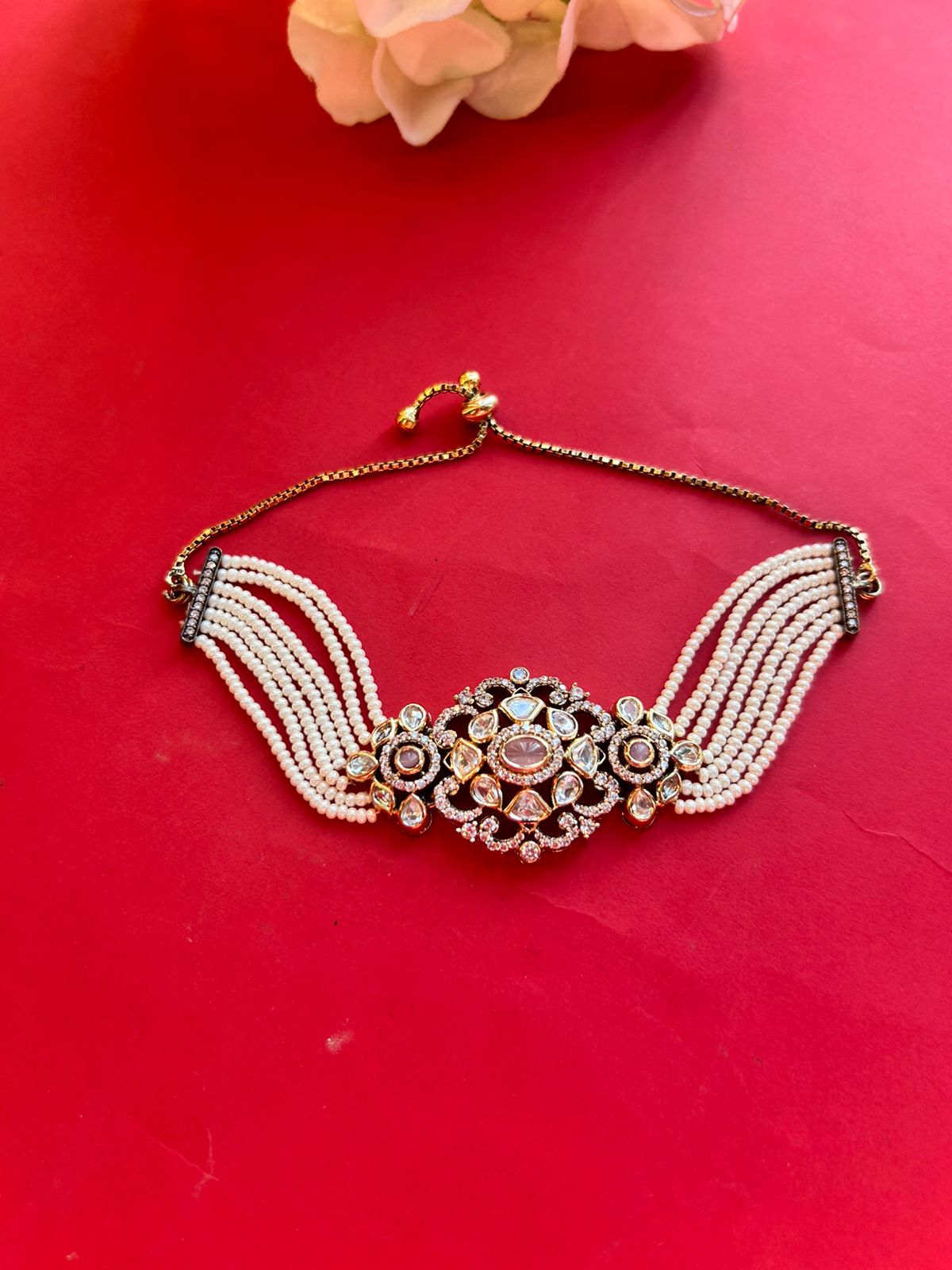 Cherry Blossom Pink Polki Bracelet VNHN233