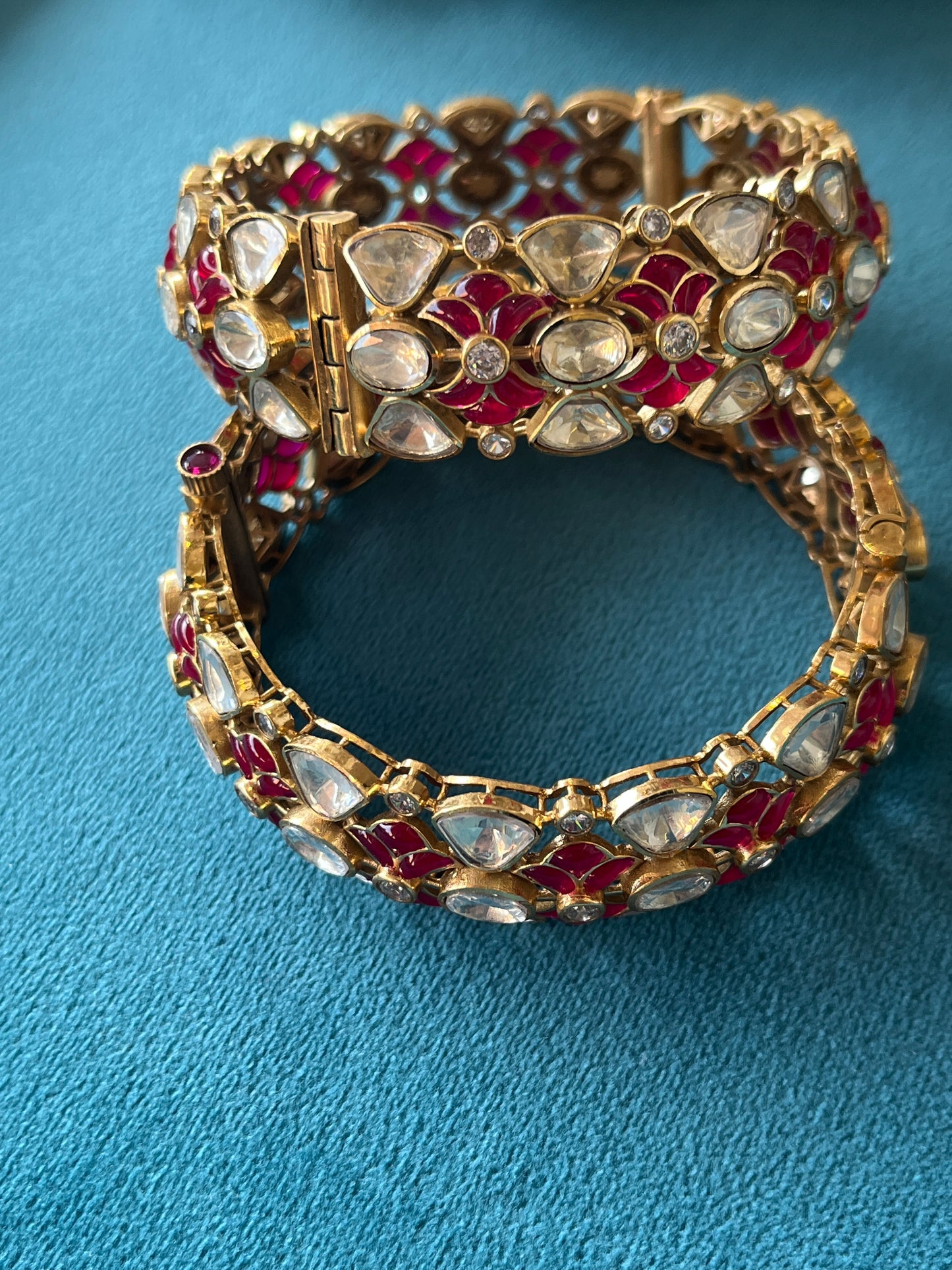 Rubi Green Yellow Polki Bangles VNHN250