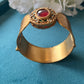 Reddish Orange Oval Stone Gold Kadu VNHN252