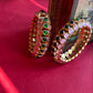 Pink Green Polki Bangles VNHN258