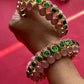 Pink Green Polki Bangles VNHN258