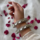 White Polki Silver Bangles- VNHN259