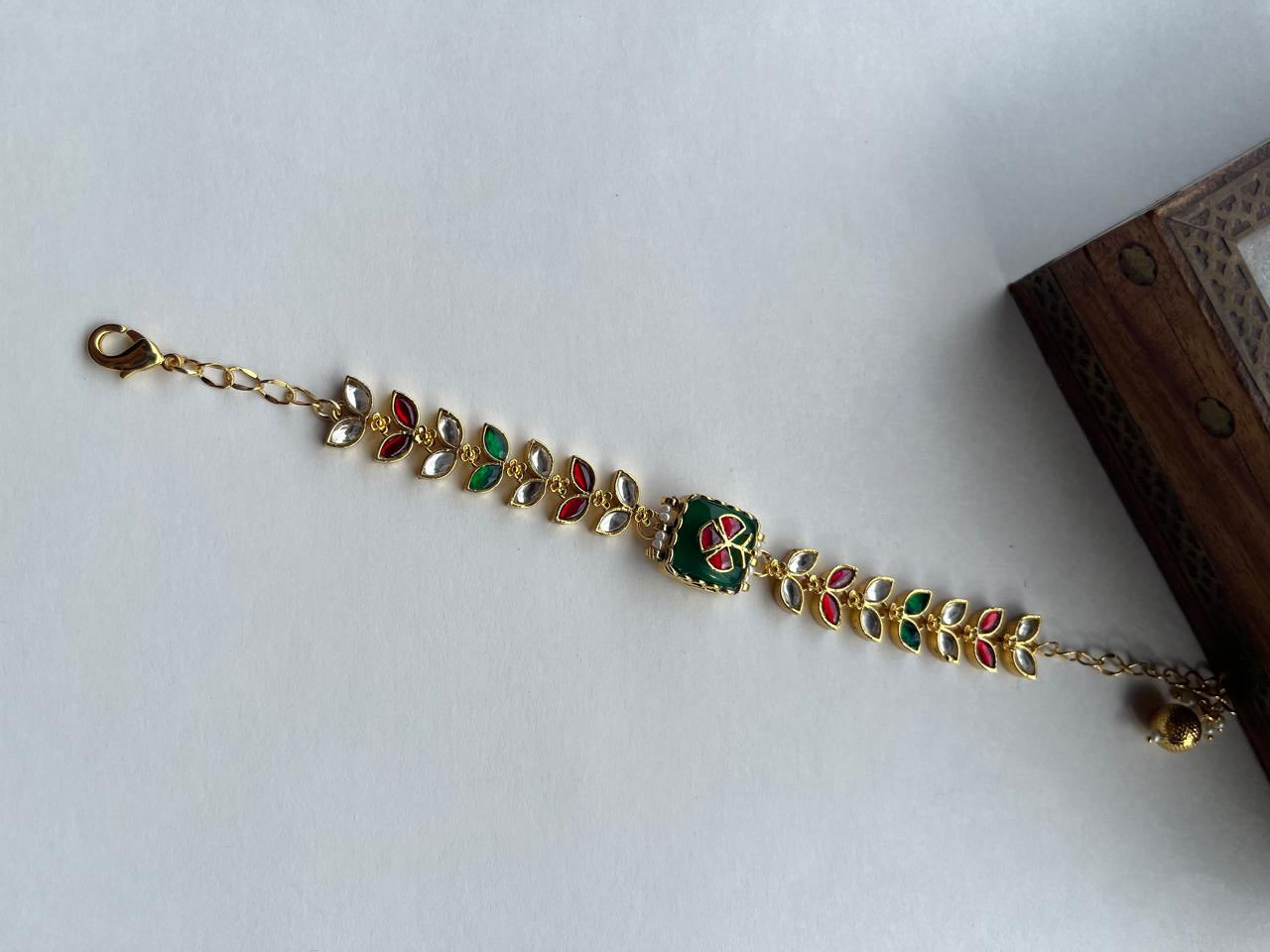 Green Stone Multi Jadau Bracelet VNHN274