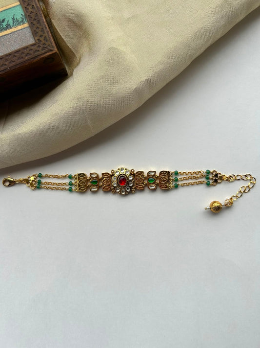 Red Flower Jadau Bracelet VNHN275