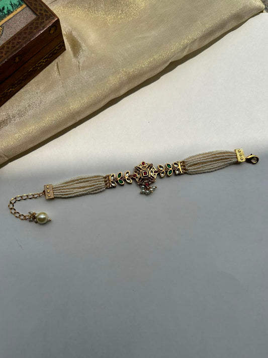Multi Jadau Pearl Gold Bracelet