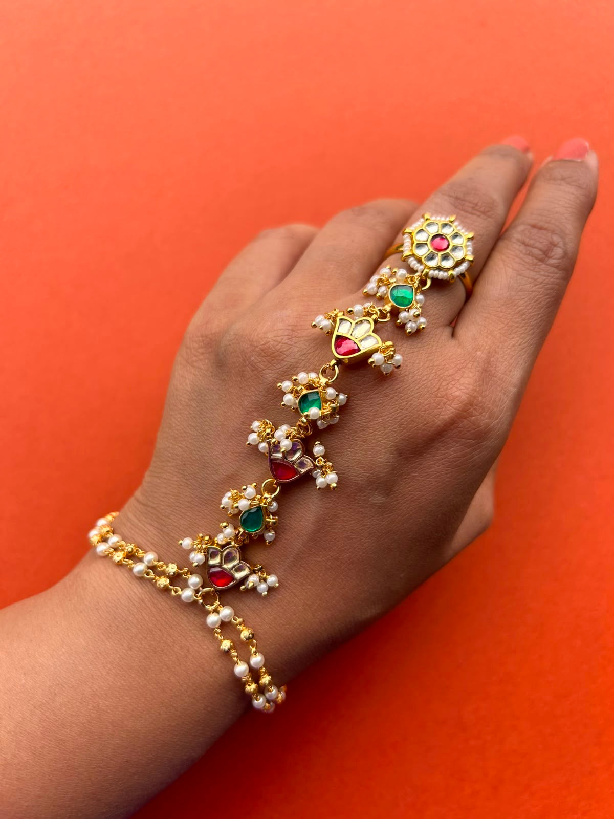 Flower Multi Jadau Hathphool VNHN282