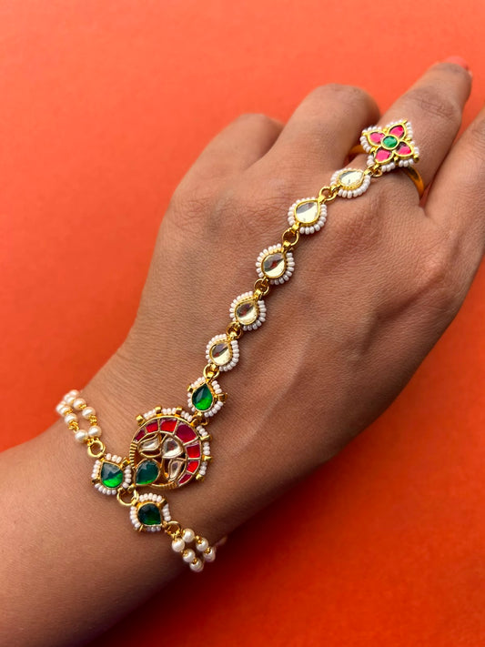 Gold Plate Multi Jadau Hathphool VNHN288