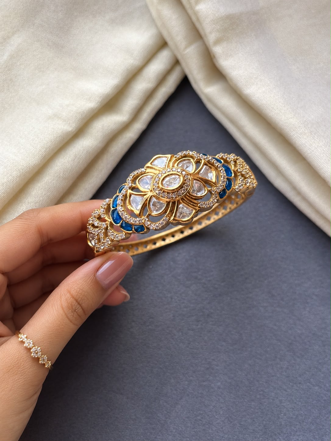 Royal Blue Polki Bracelet VNHN304