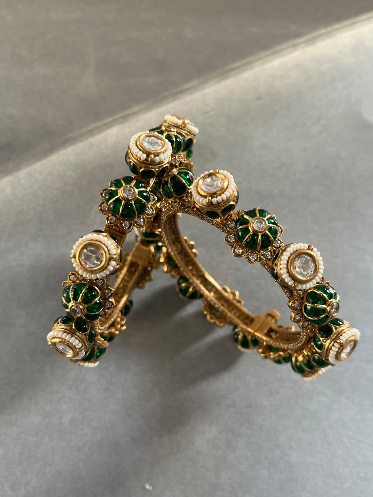 Pacheli Green Polki Bangles VNHN306