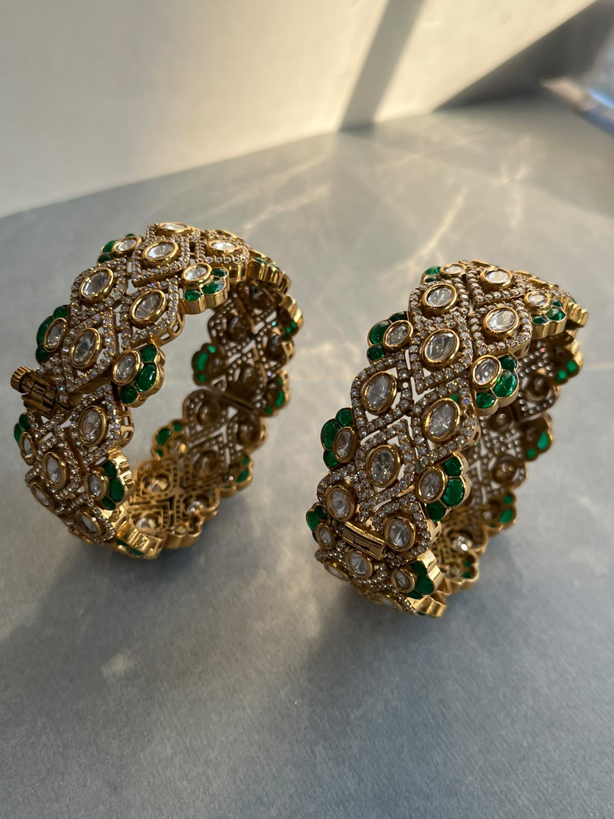 Statment Polki Green Bangles VNHN308