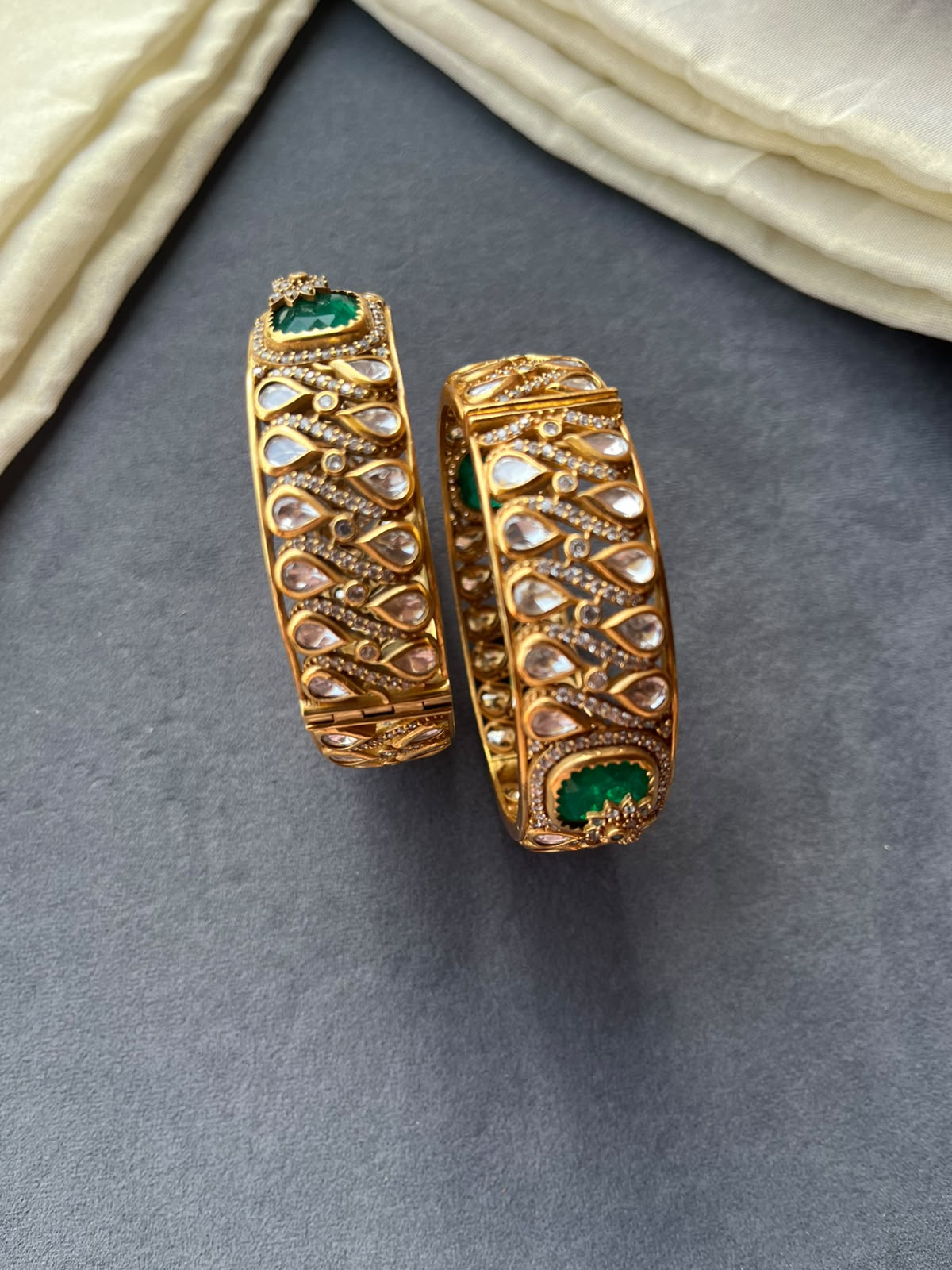 Green Square Stone Pan Bangles VNHN309