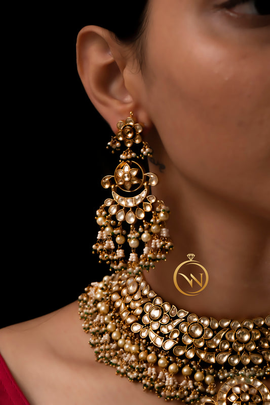 White Jadau Necklace Set - VNN001