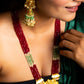 Long Maroon Ranihar Necklace Set - VNN004