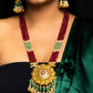 Long Maroon Ranihar Necklace Set - VNN004
